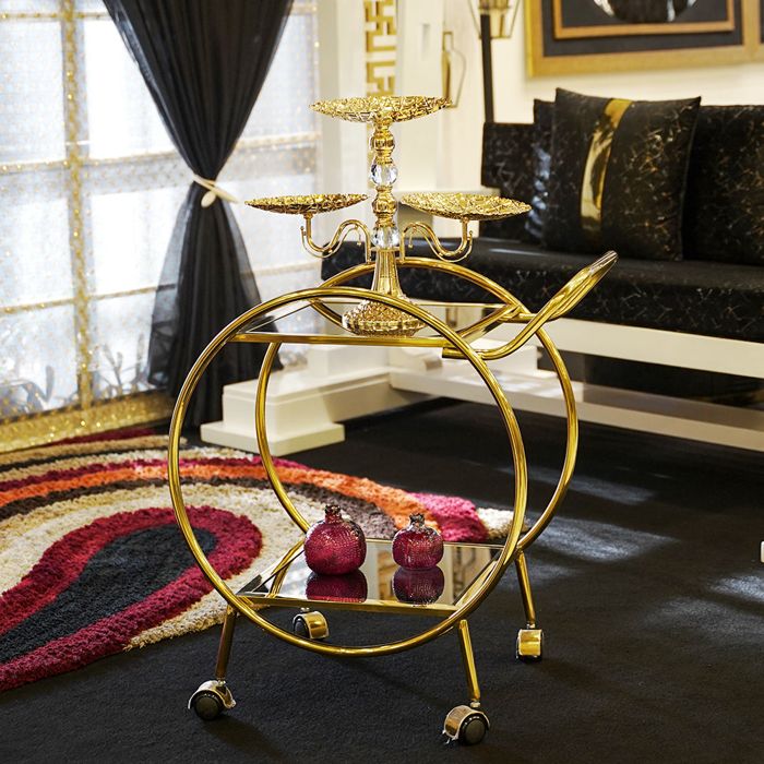 Circular Duplex Tea Trolley/Bar Cart