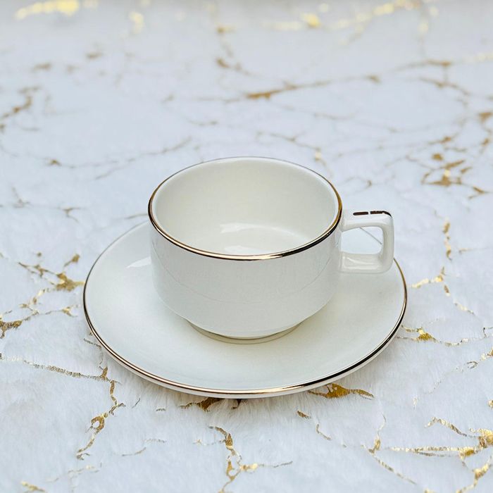 Fine Porcelain Golden Border Line Cup & Saucer