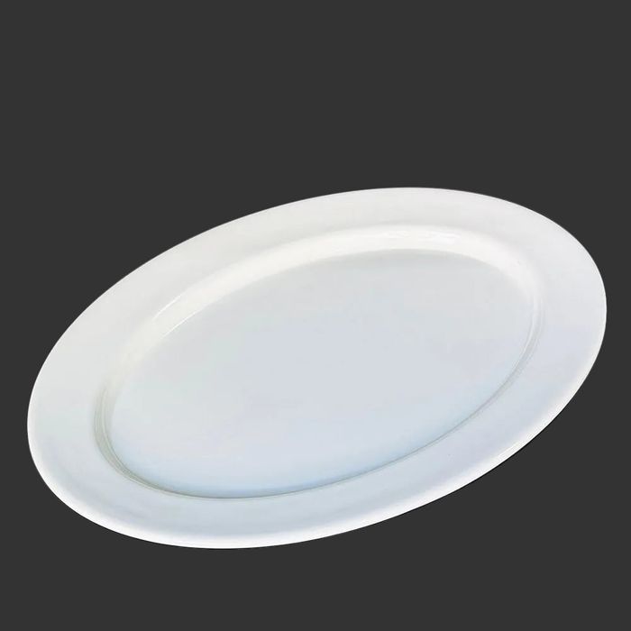 Oval Large Border Melamine White Dish