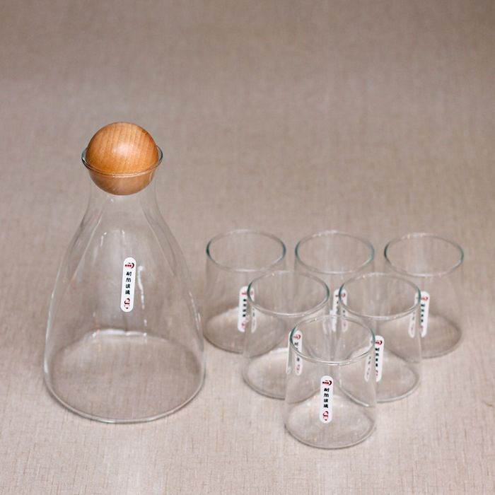 Wooden Ball Imported Glass Water Set