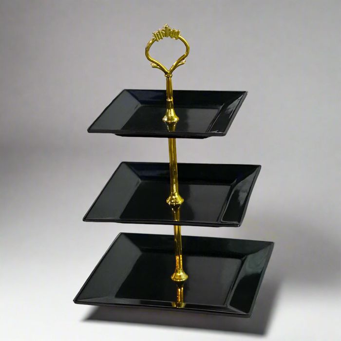 Black 3 Tier Melamine Platter