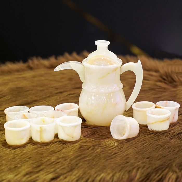 Handmade Turkish Style White Onex Tea Set